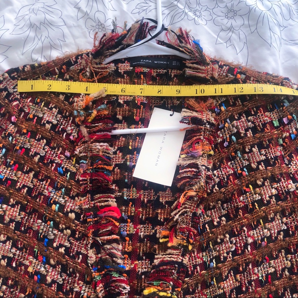 NWT Zara Rainbow Tweed Sweater Jacket with Fringe sz XS - Picture 4 of 10